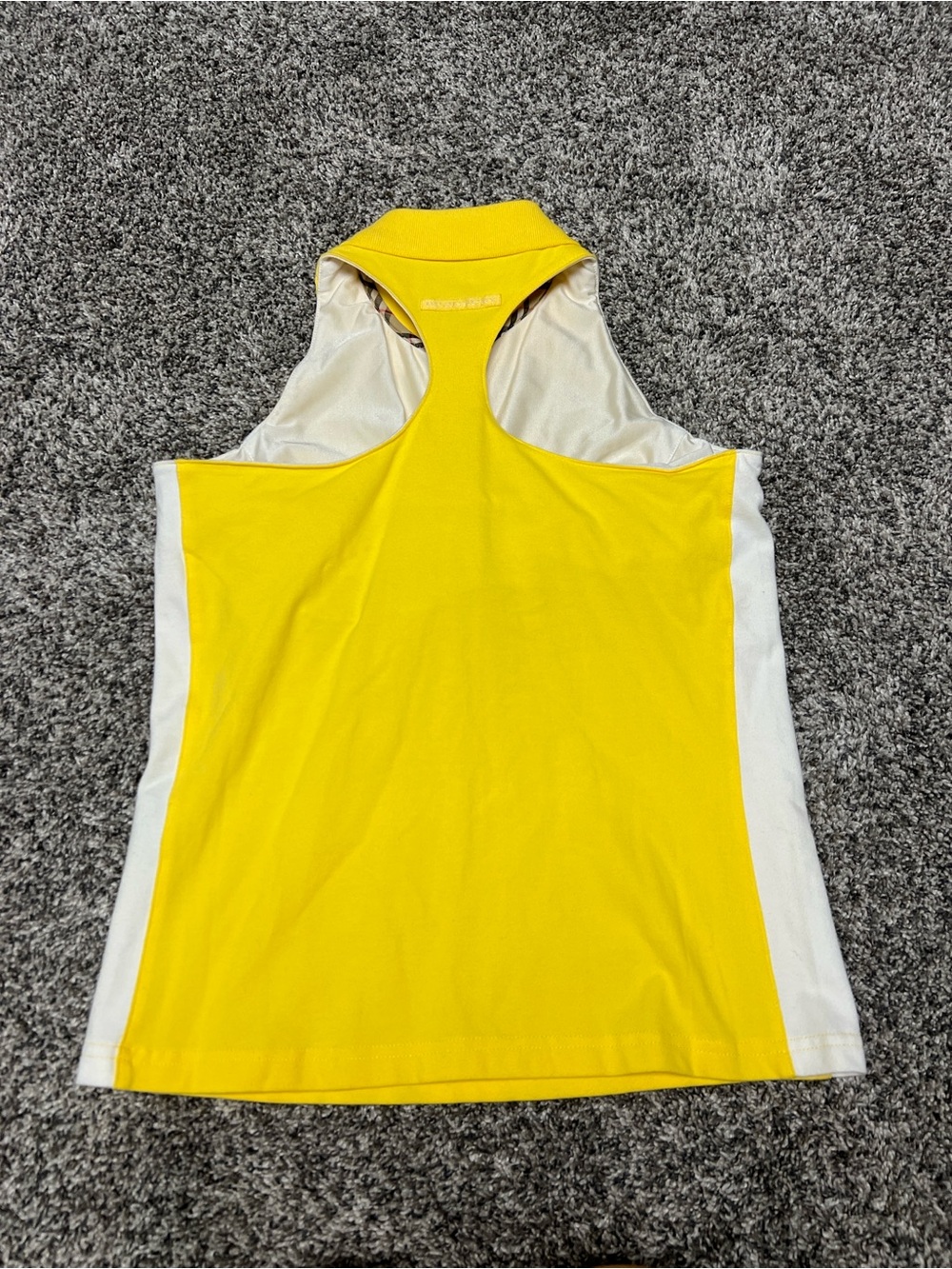 Burberry XS Yellow Sleeveless Polo Tank Collared Top Preppy Golf Tennis - Picture 4 of 11